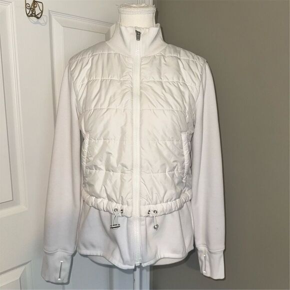 Athleta Jackets & Blazers - Athleta White Fjord Hybrid Lined Jacket Size S Full Zip Quilted Athletic Sporty